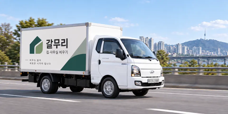 갈무리 작업 차량을 담은 그림 · 가평읍 유품정리